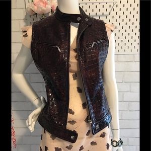 NWOT Textured Italian leather vest.